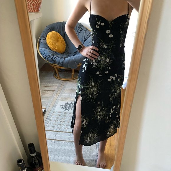 Reformation Juliette Dress in Veuve floral pattern Black floral midi dress, sz 0 - Picture 13 of 13